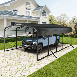 English Elm 15x25ft Steel Carport Heavy Duty Outdoor Shelter for Trucks Boats and Tractors W1820S00024