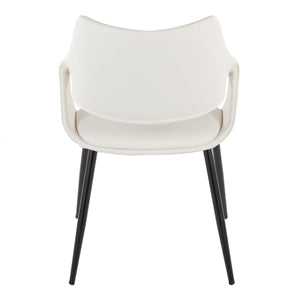 English Elm Chair Set of 2 White Faux Leather Seats with Angular Black Metal Legs Modern Dining B202P471315