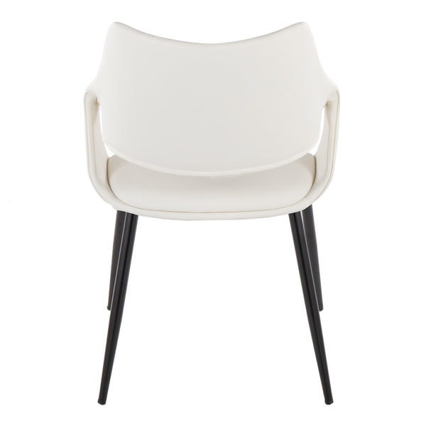 English Elm Chair Set of 2 White Faux Leather Seats with Angular Black Metal Legs Modern Dining B202P471315