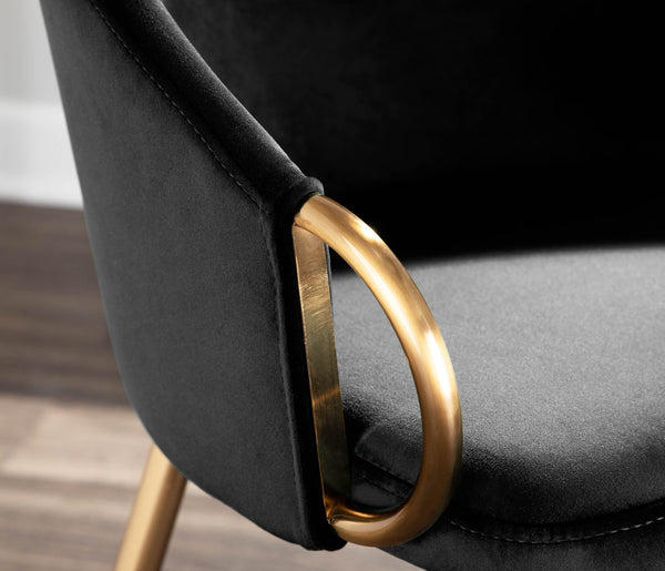 English Elm Chair with Silver Metal Frame and Padded Faux Leather Seat for Modern Dining Spaces Black B202P471295