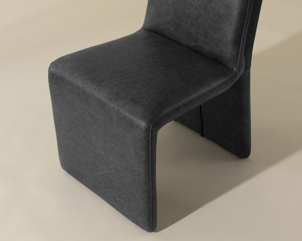 Sunpan CASCATA Dining Chair - Luxurious Marseille Black Leather with Sculptural Design for Comfort & Style 111293