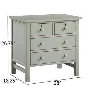 English Elm Georgina Distressed 4-Drawer Nightstand with French Dovetail Drawers and Decorative Faux Keyholes, 32" Antique Grey B050P376954