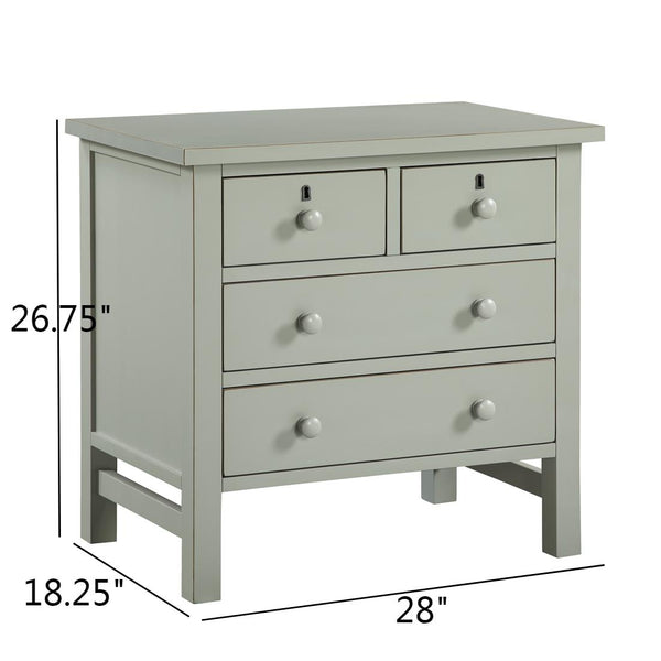 English Elm Georgina Distressed 4-Drawer Nightstand with French Dovetail Drawers and Decorative Faux Keyholes, 32" Antique Grey B050P376954