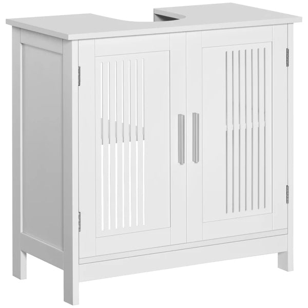 English Elm Practical Pedestal Sink Cabinet with Farmhouse X-door Design and Enclosed Bathroom Storage White T3971P470181