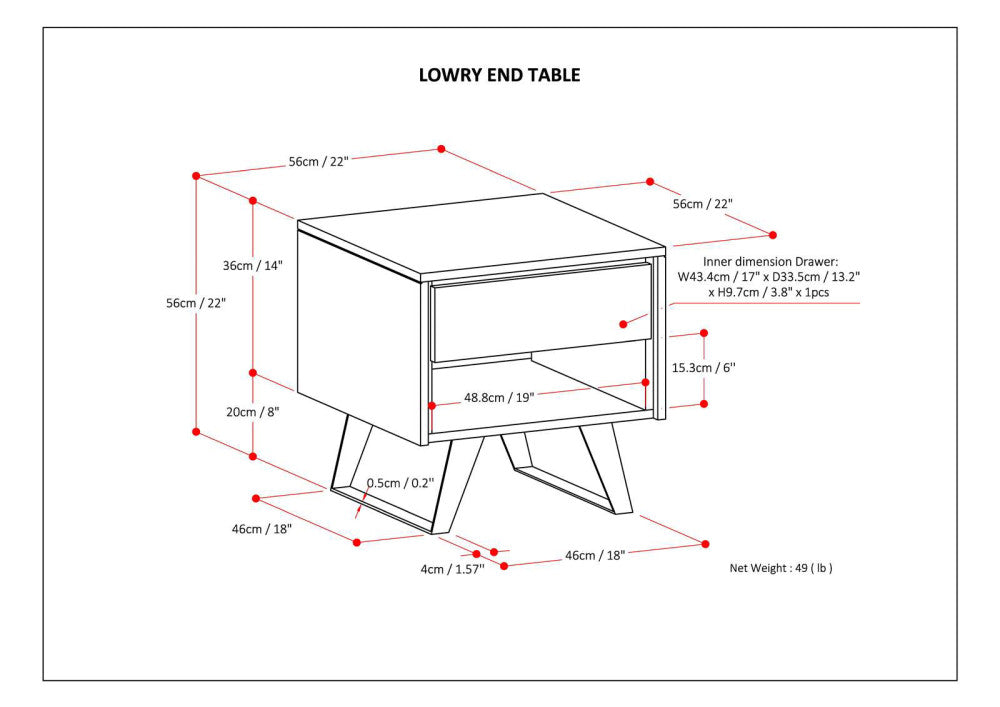 English Elm Lowry Natural Mango Wood End Table with Drawer, Modern Industrial Metal Legs, 22" Square Accent B136P203451