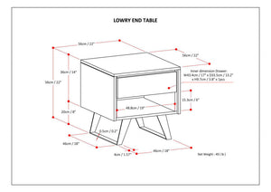 English Elm Lowry Natural Mango Wood End Table with Drawer, Modern Industrial Metal Legs, 22" Square Accent B136P203451