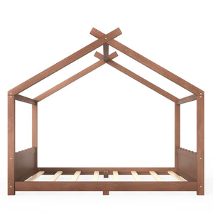 English Elm Queen House Shaped Floor Bed Solid Pine Frame Montessori Kids Bedroom No Box Spring W1580P438812