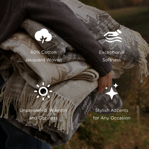 English Elm 1-piece King Jacquard Cotton Blend Blanket Aztec Woven Soft Breathable Bedroom Layer Ivory B035P437486