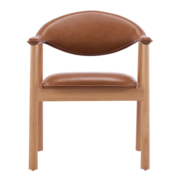 English Elm Modern Rubberwood Dining Chair Set Sculptural Curved Back Upholstered Seat Walnut Frame N768P391165O