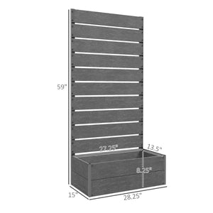 English Elm Outsunny Raised Planter Box with Vertical Trellis Composite Wood Outdoor Patio Garden Gray W2225P174437