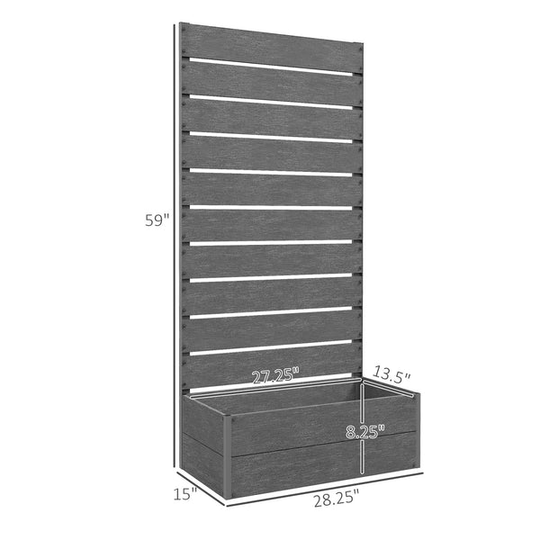 English Elm Outsunny Raised Planter Box with Vertical Trellis Composite Wood Outdoor Patio Garden Gray W2225P174437