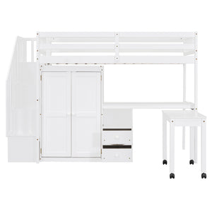 English Elm Queen Murphy Bed with Integrated Desk Cabinet Shelves Space Saving Studio Solution White N708S00013K
