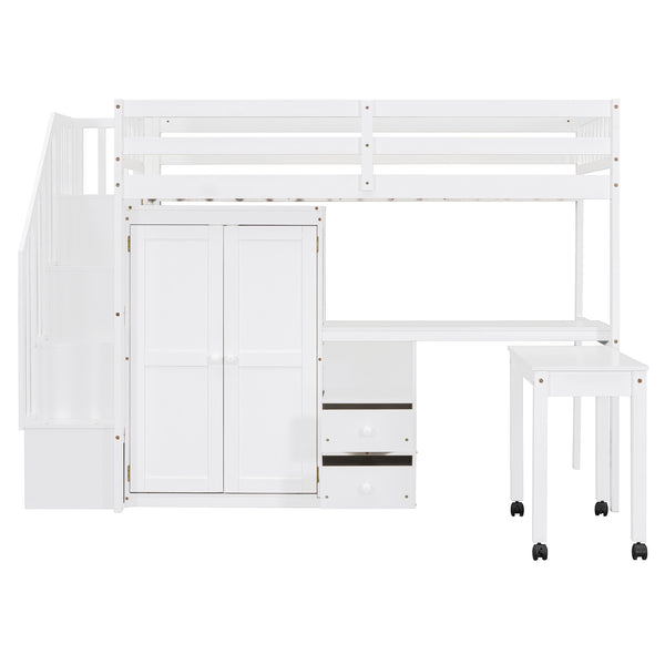 English Elm Queen Murphy Bed with Integrated Desk Cabinet Shelves Space Saving Studio Solution White N708S00013K