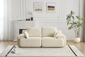 English Elm Modern Pet-Friendly Memory Foam Sectional Sofa - Compressed 2-Seater Loveseat In Soft Corduroy Beige W3723P346954