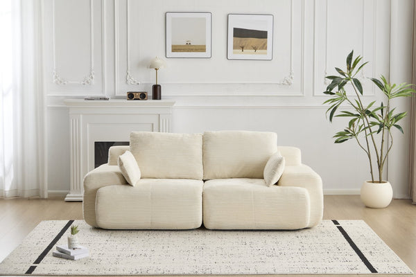 English Elm Modern Pet-Friendly Memory Foam Sectional Sofa - Compressed 2-Seater Loveseat In Soft Corduroy Beige W3723P346954