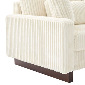 English Elm Modern Corduroy Upholstered Loveseat Sofa with Pocket Springs and Four Accent Pillows Beige N763S000040A