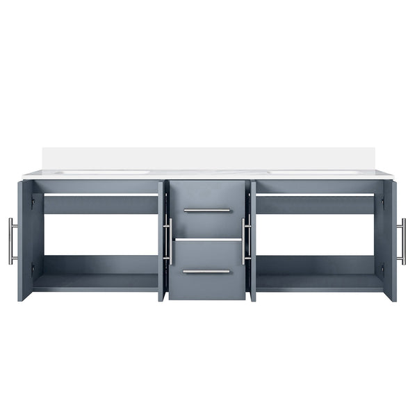 English Elm Dark Grey 60 in Double Bath Vanity with White Quartz Top, Solid Wood Frame, Soft-Close Drawers, Ample Storage B2731P258667