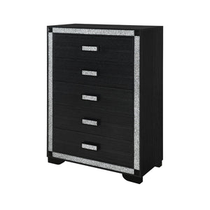 English Elm Soulmarie Glitter Chest with Spacious Drawers and Curved Legs in Solid Wood and MDF, Sturdy Build Charcoal 37.99 L x 20.28 W x 50 H B201P410792