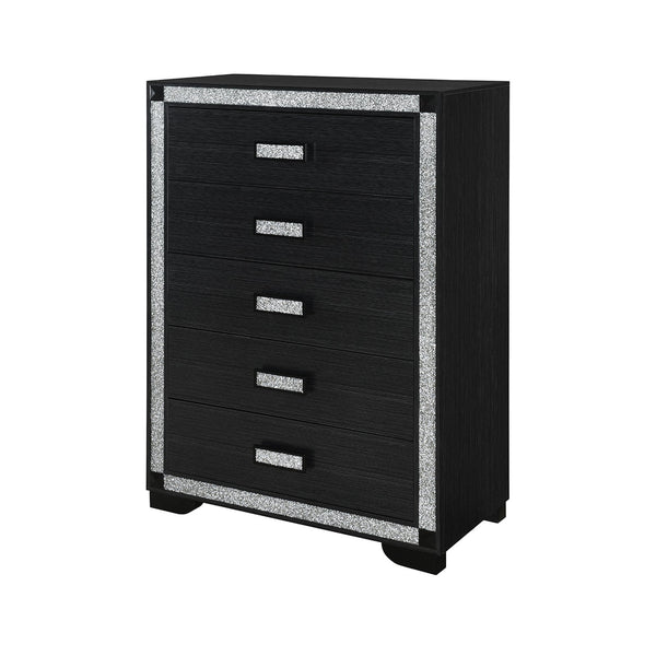 English Elm Soulmarie Glitter Chest with Spacious Drawers and Curved Legs in Solid Wood and MDF, Sturdy Build Charcoal 37.99 L x 20.28 W x 50 H B201P410792