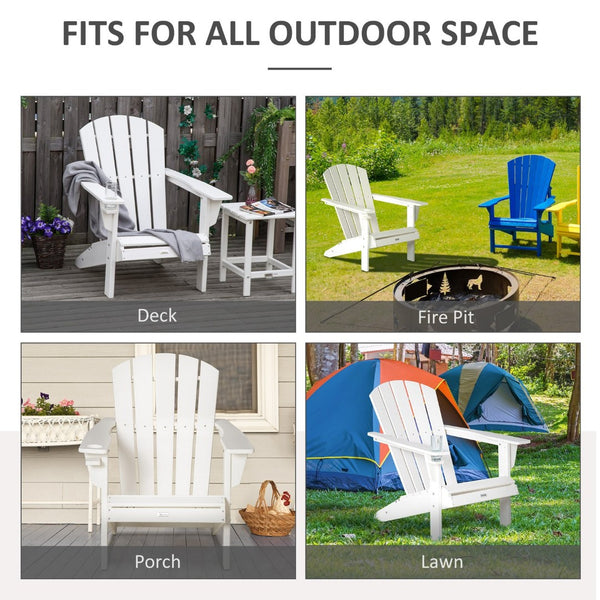 English Elm Outsunny Adirondack Chair With Integrated Cup Holder, Durable Hdpe Lounger For Patio & Garden Fun W2225P217572-GIGA