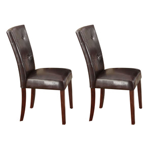 English Elm Espresso Tufted Back Side Chairs Set of 2 — Espresso PU Leather, Walnut Legs, Biscuit Tufting Elegance B062P189086