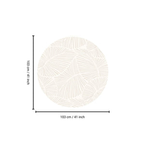 English Elm CURVE 41" Round Rug White Jaquard Woven High-Low Polyester Pile 0.6" Thick Kid & Pet Friendly B186P261388
