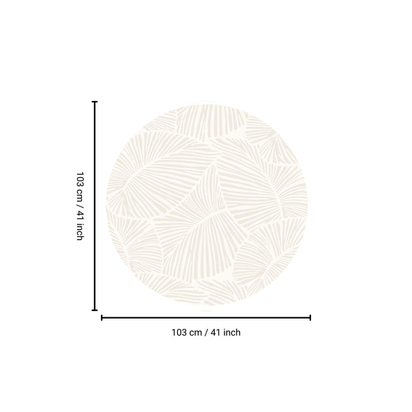 English Elm CURVE 41" Round Rug White Jaquard Woven High-Low Polyester Pile 0.6" Thick Kid & Pet Friendly B186P261388