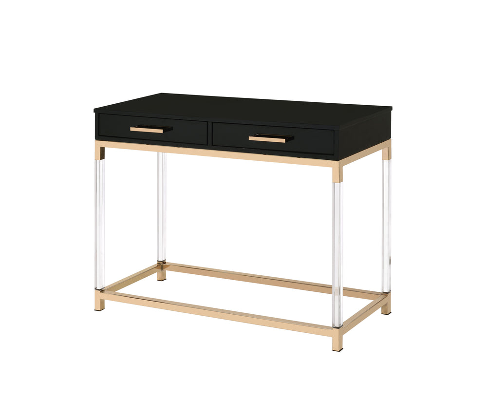 English Elm Adiel Black & Gold Console Sofa Table with 2 Storage Drawers, Metal Frame, Acrylic Legs, Modern Decor B2726P277144