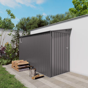 English Elm 4x9 Ft Galvanized Steel Lean-to Outdoor Storage Shed with Vented Sloped Roof and Windows W3213P417563
