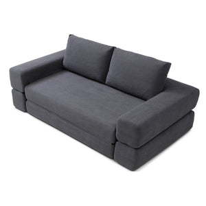 English Elm 81'' Corduroy Floor Sofa Convertible Loveseat Futon Sleeper with Foam Fill and Pillows Gray W1117P459707