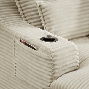 English Elm 47.24 Inch Cotton Upholstered Lounge Sofa with S-curve Arms and Deep Cushioned Seat W3396P410208