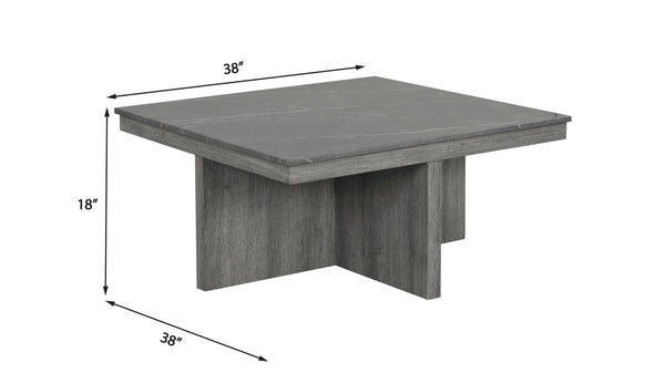 English Elm 5pc Faux Marble Lift Top Coffee Table Set with Four Fabric Storage Ottomans in Grey B011P427263