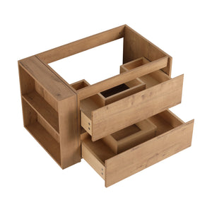 English Elm 30" Wall Mounting Bathroom Vanity Cabinet with Adjustable Side Shelf, Soft-Close 2/3 Drawers, Water-Resistant Plywood Imitative Oak W999P193004