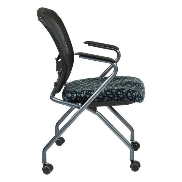 OSP Home Furnishings Deluxe Pro-line Ii Folding Nesting Armchair with Mesh Back for Conference Spaces Moon 84440-K116