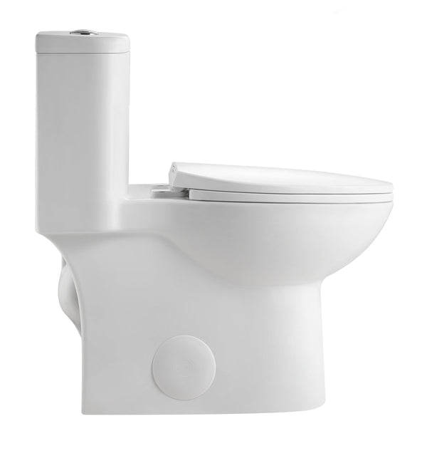 English Elm White Ceramic One-piece Elongated Toilet Ada Comfort Height Dual Flush Soft Close Seat W1920P286401