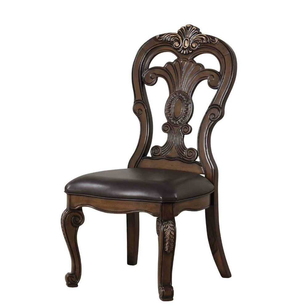 English Elm Traditional Elegant 2pc Arm Chair Set with Upholstered Seats, Ornate Corbels, Solid Rubberwood Finish Dark Brown 47 L x 23 W x 14 H B2741P407606