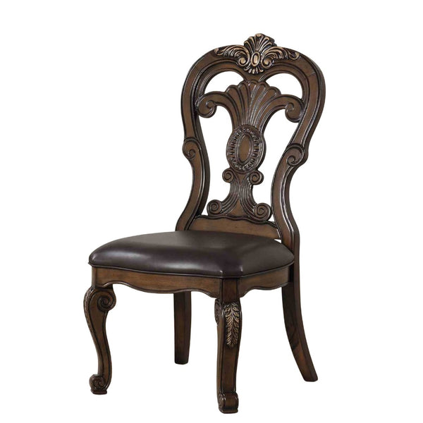 English Elm Traditional Elegant 2pc Arm Chair Set with Upholstered Seats, Ornate Corbels, Solid Rubberwood Finish Dark Brown 47 L x 23 W x 14 H B2741P407606