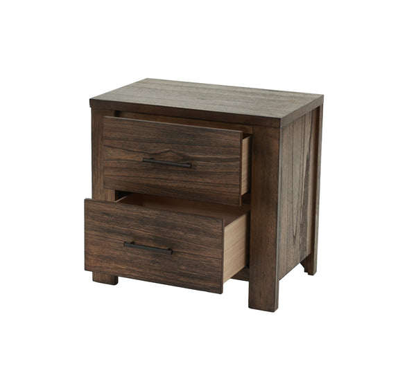 English Elm Oak Modern 1pc Nightstand with Two Soft-Close Drawers, Oak Veneer Bedside Storage Table 26x17x25" B011P244397