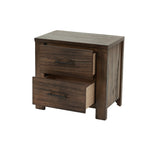 English Elm Oak Finish 1 Piece Nightstand Wooden Bedside Table 2X Drawers Storage Bedroom Furniture