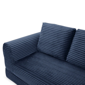English Elm 2-in-1 Corduroy Futon Sofa Sleeper with Foam Fill and Modular Floor Profile Blue W1117P417300