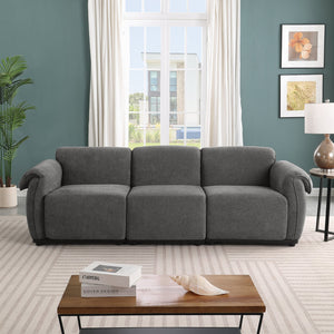English Elm 102 Inch Linen Modular Sectional Sofa with Hidden Storage and Cloud Cushion Comfort Grey W1099S00205