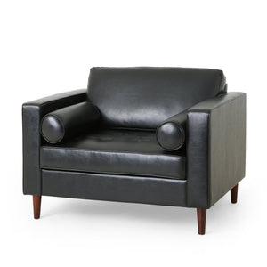 English Elm Club Chair Button Tufted Waffle Stitch Upholstery Birch Legs Mid Century Accent N776P389472B
