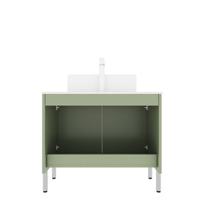 English Elm TURIO 30" Freestanding Bathroom Vanity with Carrara Marble Top, Soft-Close Doors & Ample Storage Green W2615P293843