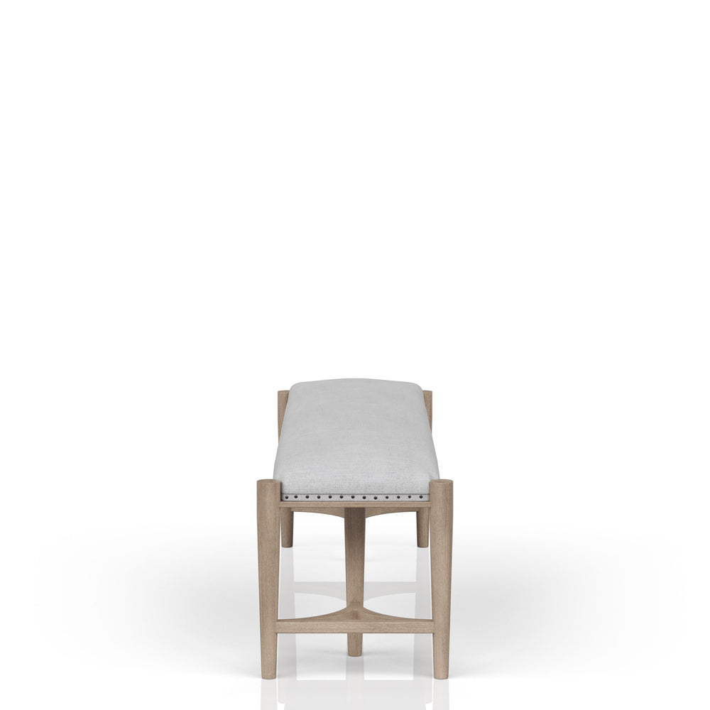 English Elm Sand Sand Upholstered Bench with Nailhead Trim, Solid Wood Frame, Triad Bases, Polyester Seat Cushion B2699P266482