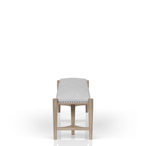 English Elm Sand Sand Upholstered Bench with Nailhead Trim, Solid Wood Frame, Triad Bases, Polyester Seat Cushion B2699P266482