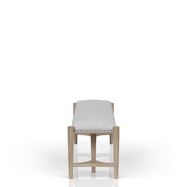 English Elm Sand Sand Upholstered Bench with Nailhead Trim, Solid Wood Frame, Triad Bases, Polyester Seat Cushion B2699P266482