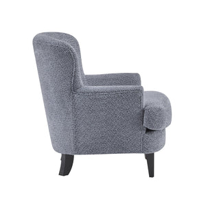 English Elm Christopher Knight Home® - Gerald Boucle Upholstered Club Chair with Tapered Birch Legs, Tonal Piping and Cozy Texture Black,Dusty Blue 33 L x 32.75 W x 30 H N776P243523B
