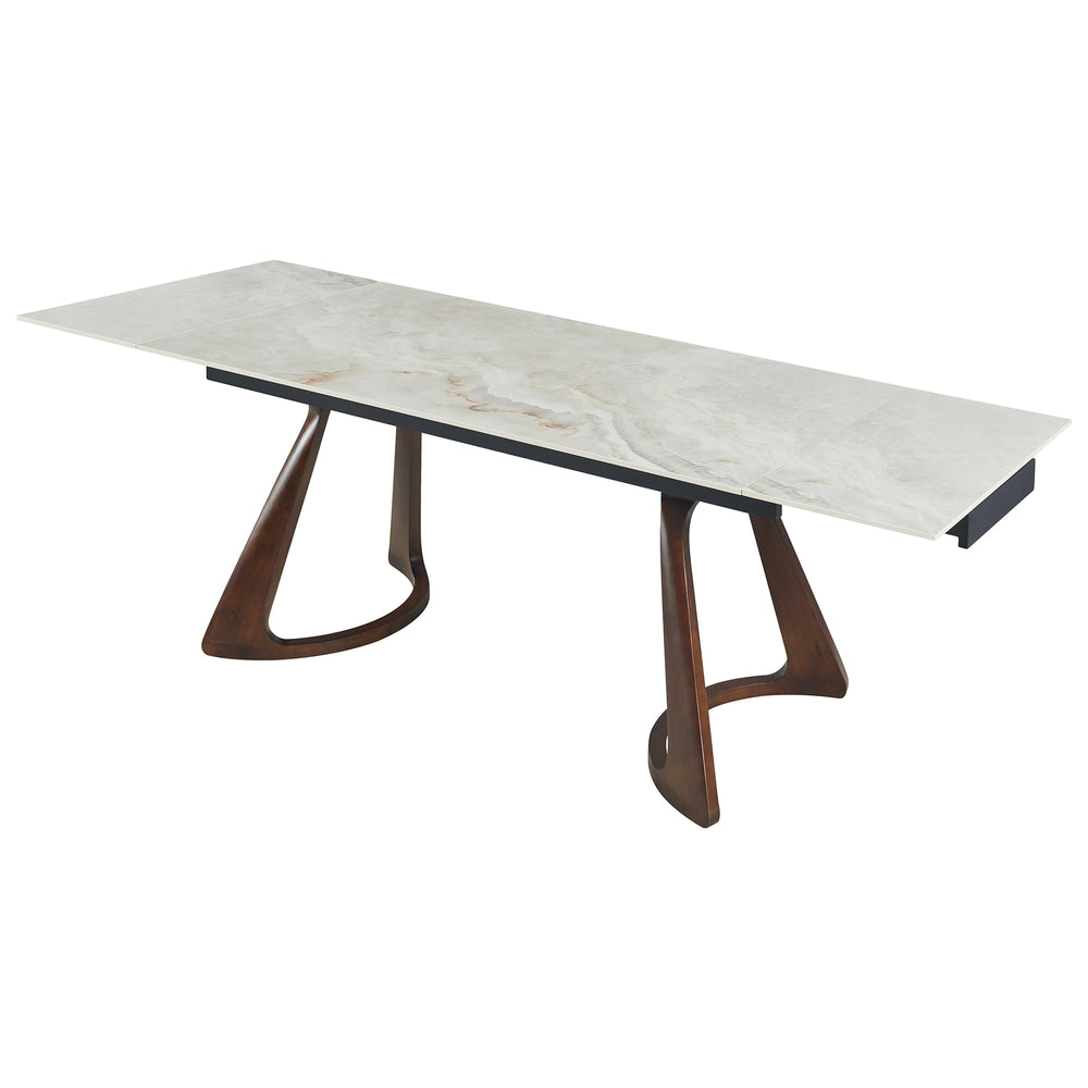 English Elm Retractable Sintered Stone Extendable Dining Table Seats Eight with Steel Base W5630S00001