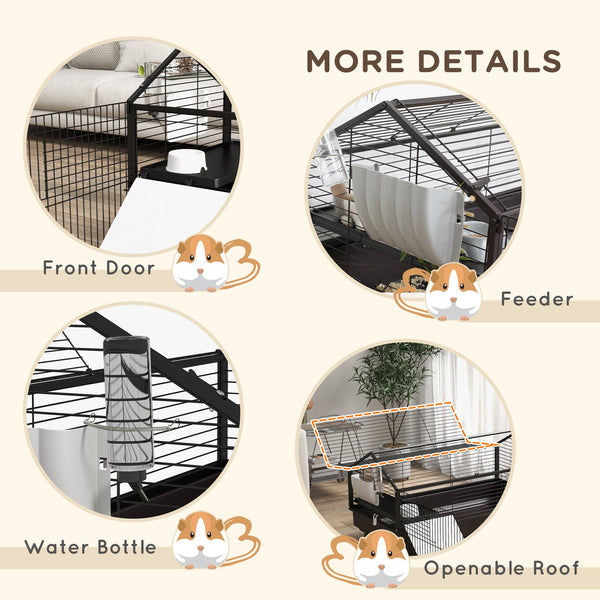 English Elm Pawhut Rolling Small Animal Enclosure with Foldable Run Zone Ramps and Feeding Accessories W2225P173731