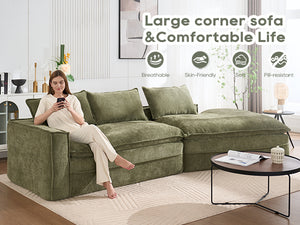 English Elm Modern Minimalist Modular Sectional Sofa - Stylish Cloud Couch With Right-Facing Chaise For Cozy Living W2959S00013